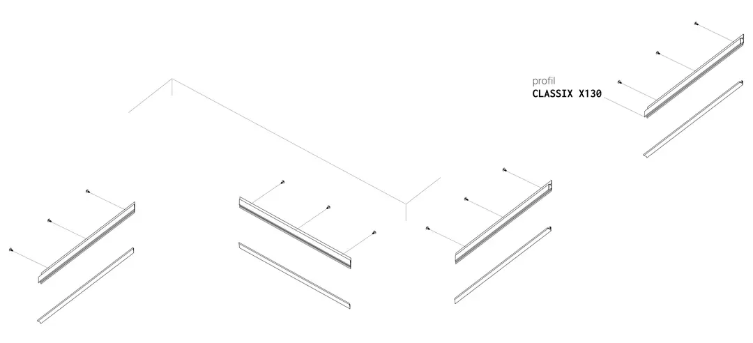 Profil CLASSIX X130, schemă de montaj