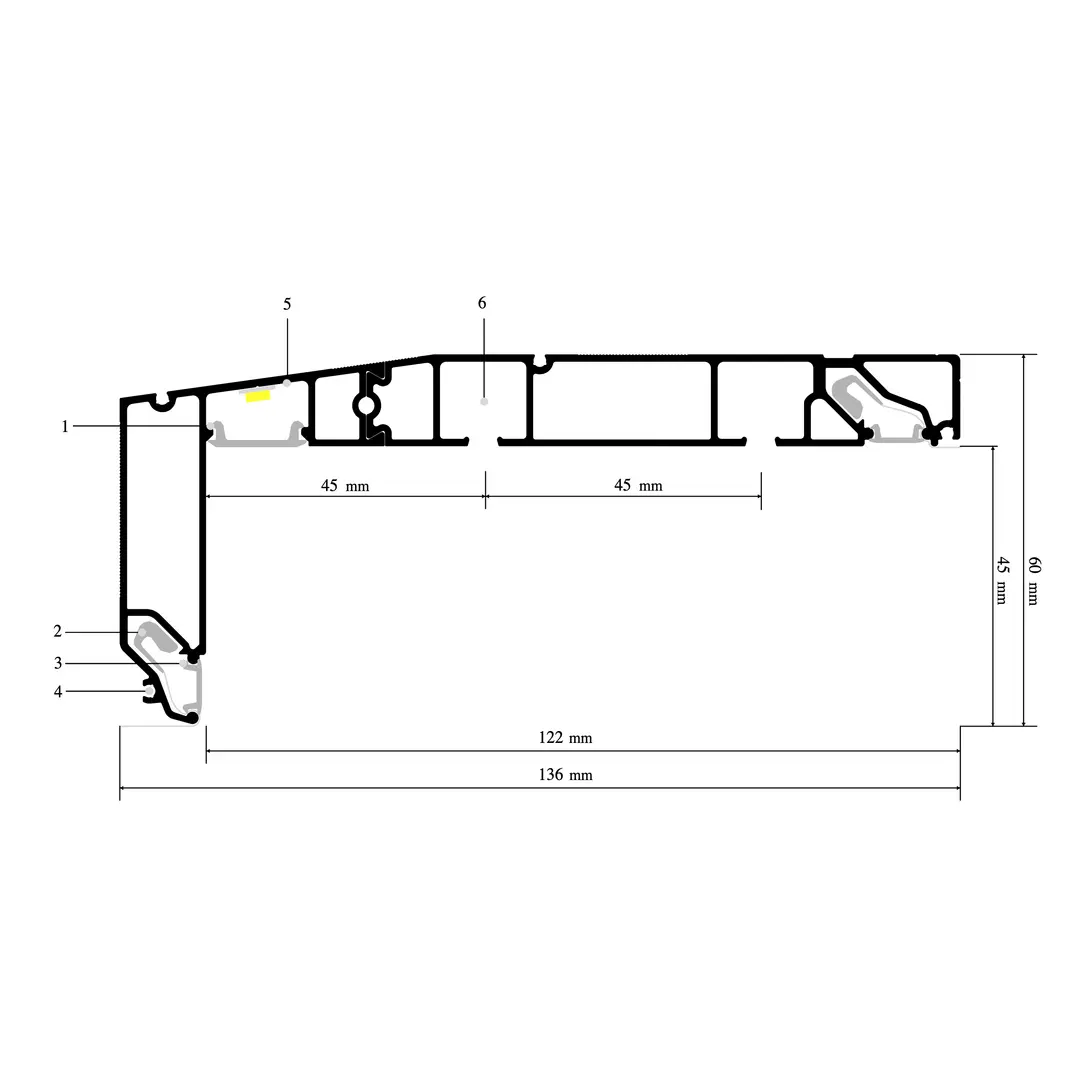 Profil CURTINA X412, schemă adnotată