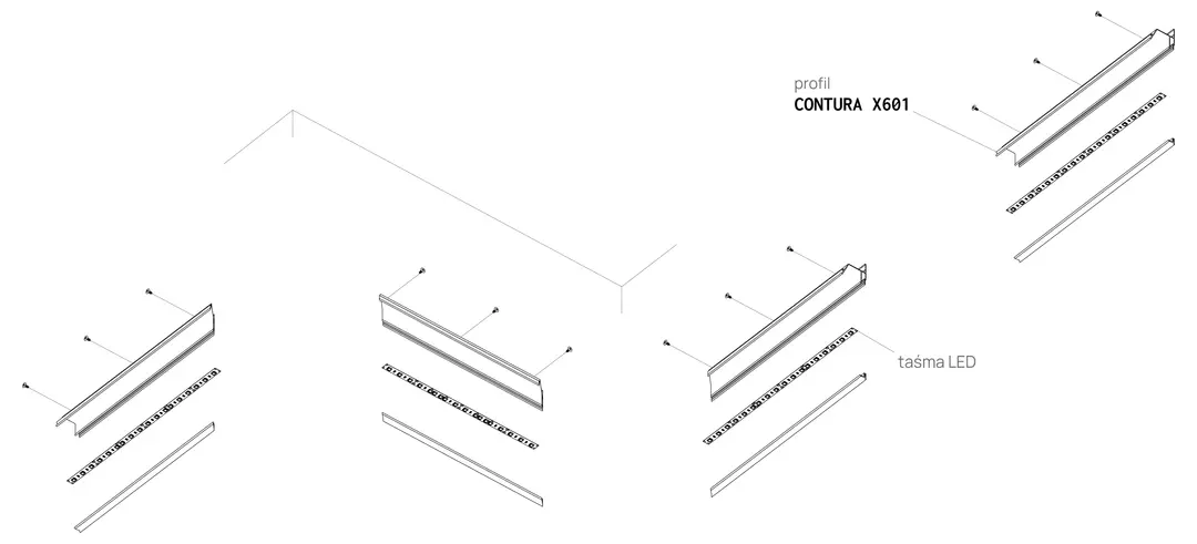Profil CONTURA X601, schemă de montaj