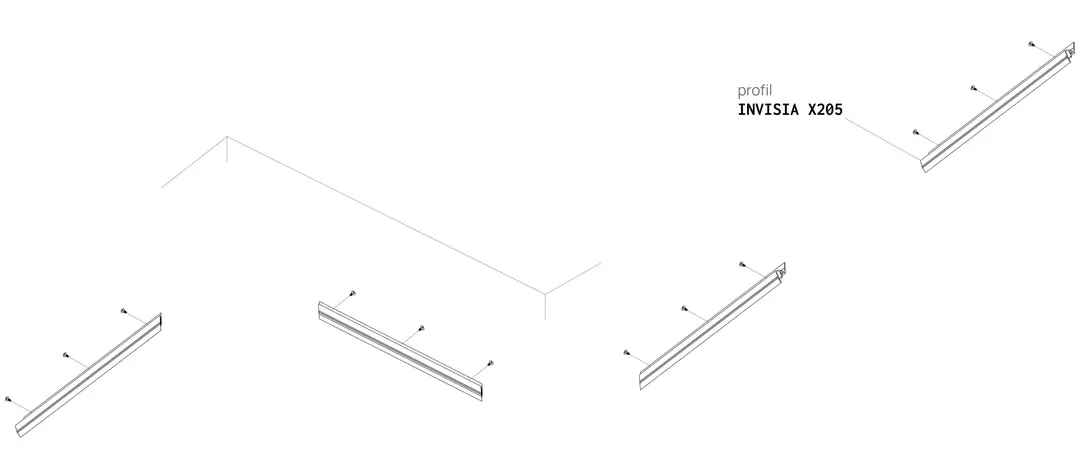 Profil INVISIA X205, schemă de montaj