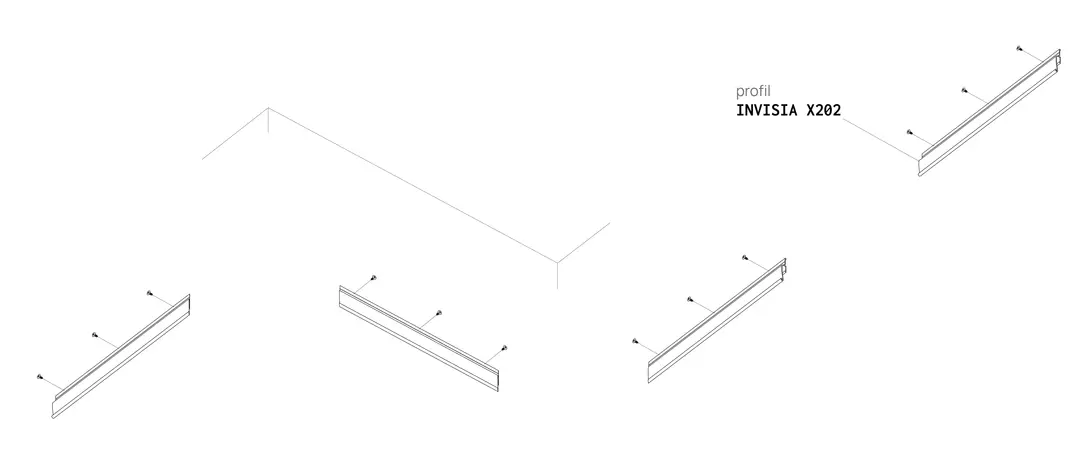 Profil INVISIA X202, schemă de montaj